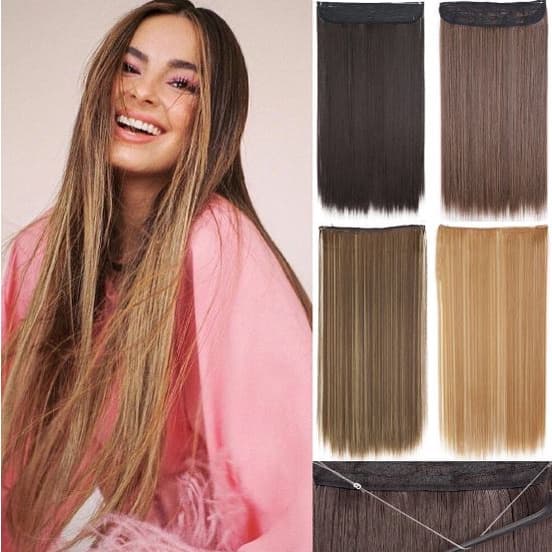 Aplique De Cabelo Fio invisível liso Fibra premium 70cm