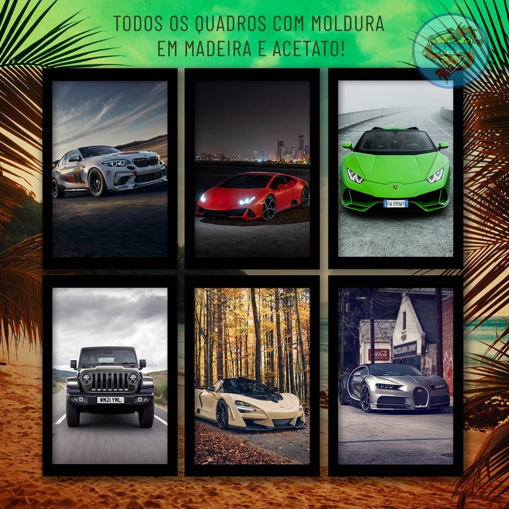 quadros decorativos sala Tema Carros Lote 02 corrida esportiva personalizados placa decorativa