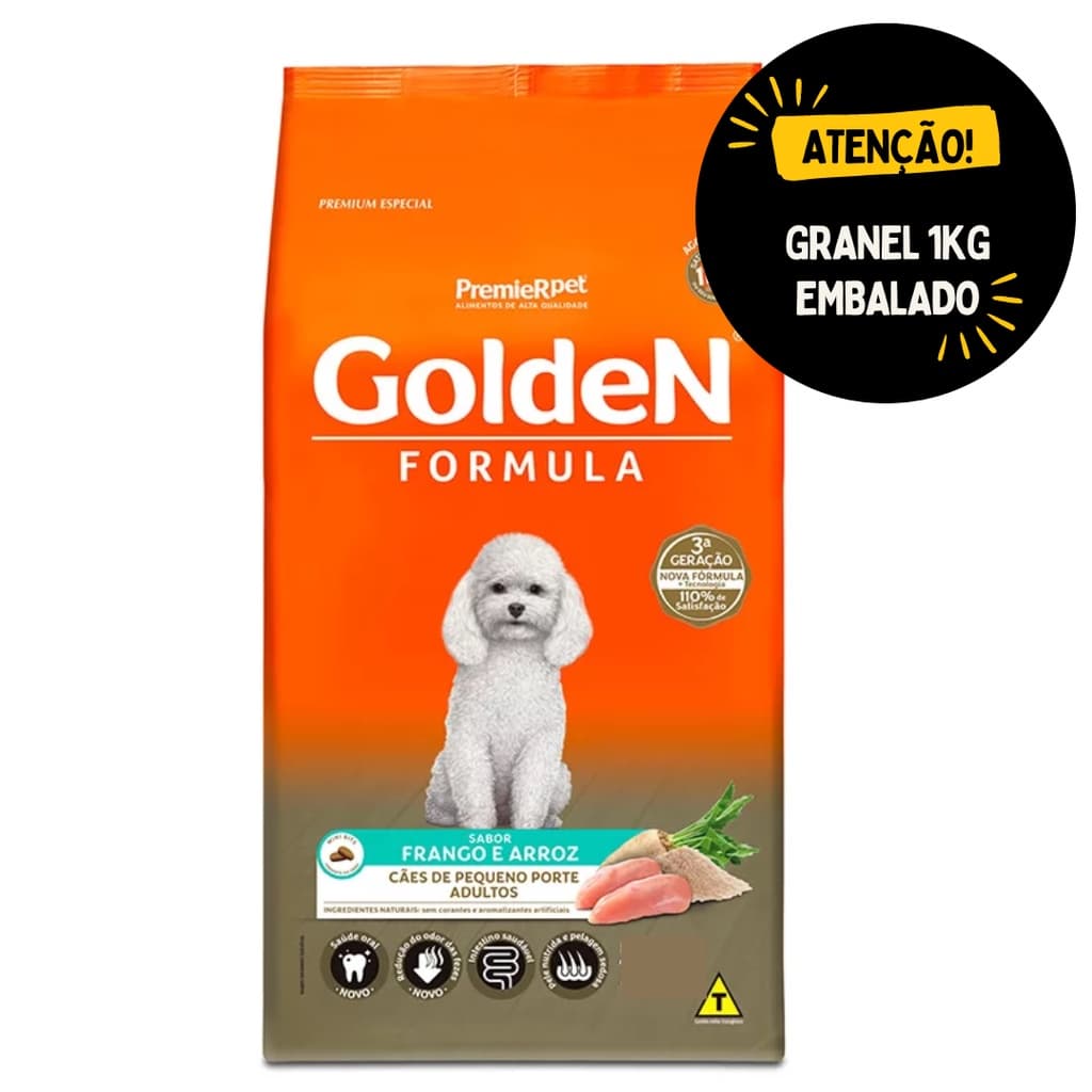 Ração Golden Adulto pequeno porte Frango e Arroz 1kg -Embalado a granel