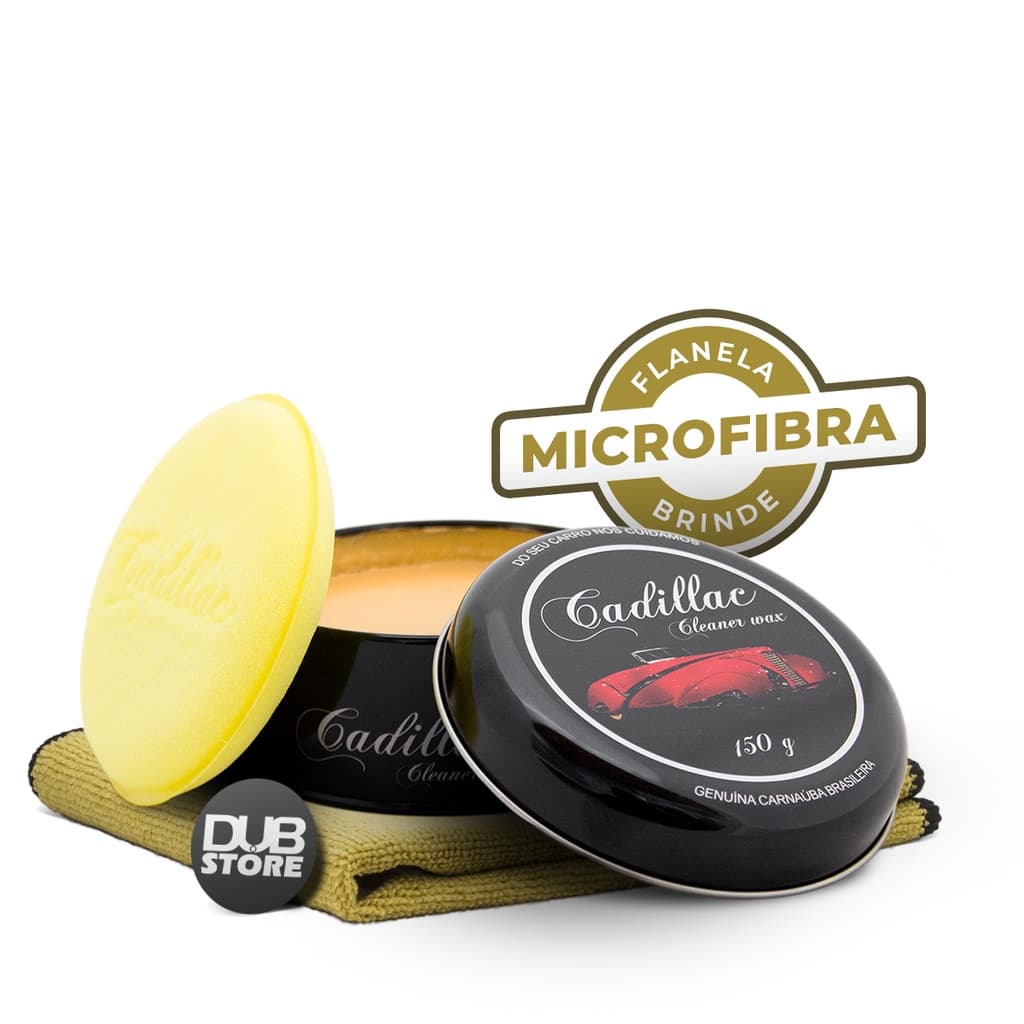 Cera carnaúba Limpadora Cleaner Wax Automotiva Cadillac 150g com Aplicador e Flanela Microfibra