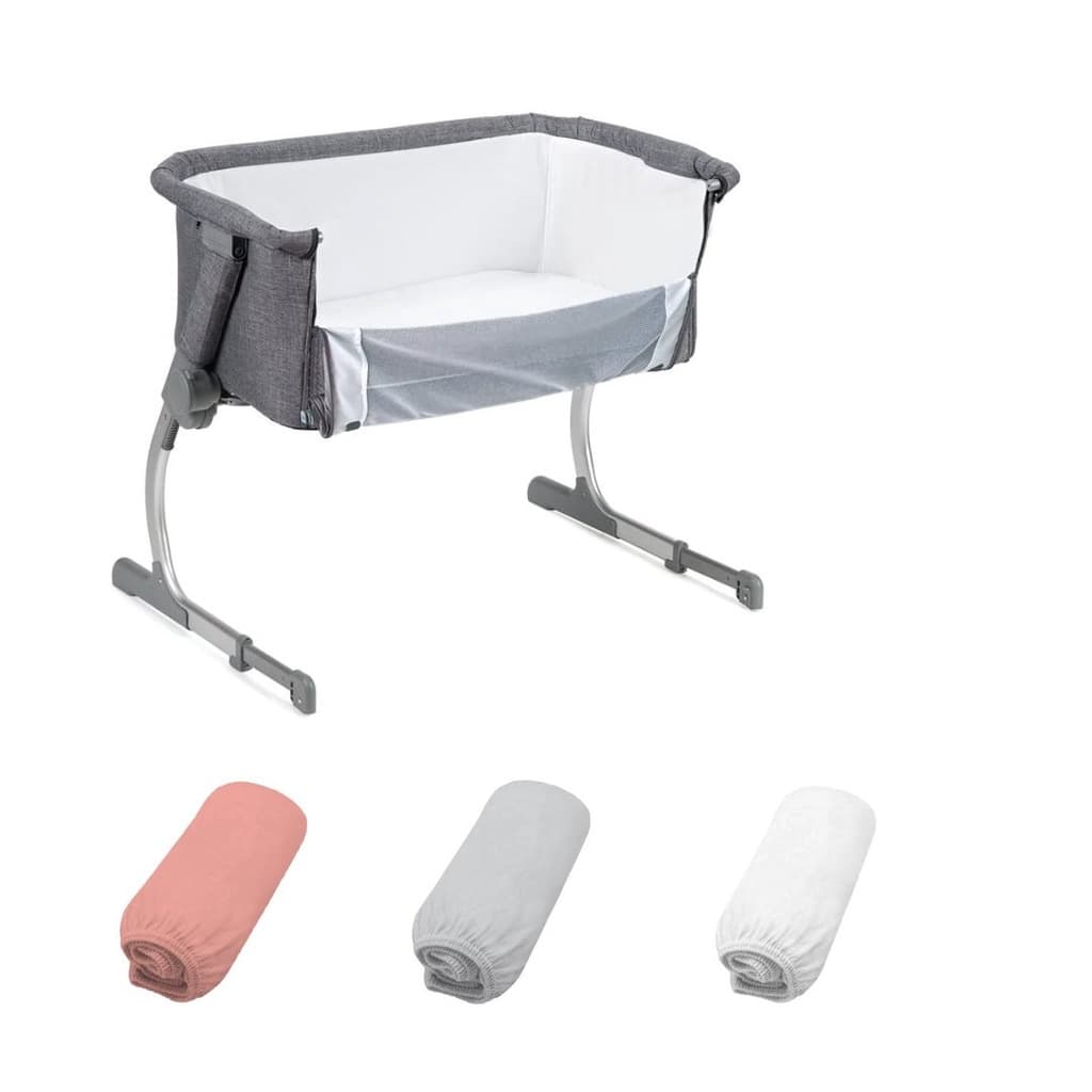 3 Lençóis berço portátil Safety st1 side by side Branco/Cinza/Rosê