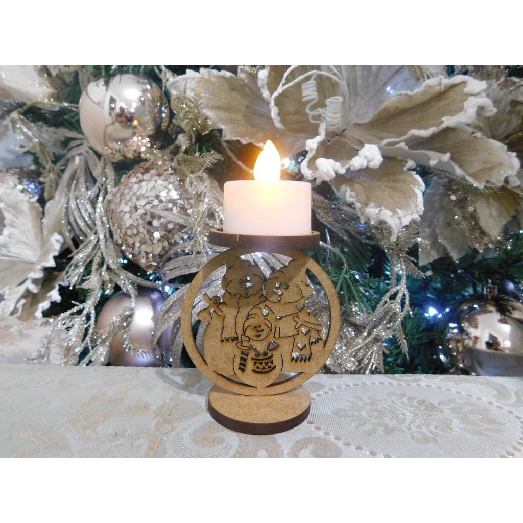 Kit 12 Peças Porta Velas Sortidos Decoração Natal Mdf Cru 3mm