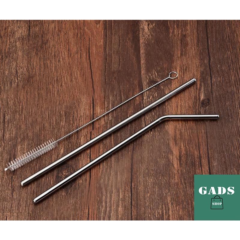 Kit 5 pçs Canudo de aço inox reutilizável + canudo milkshake sustentável + 2 escova de limpeza