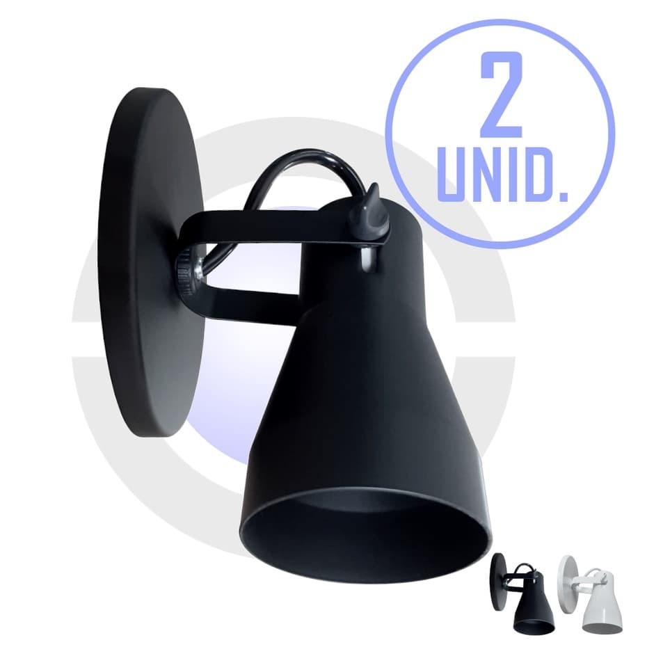 Kit 2 Arandela Parede Casa Apartamento Escritorio Loja Aluminio Par20 LED E27 Direcionavel Bivolt