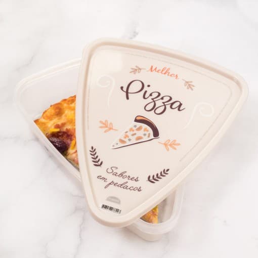 Pote Plástico Triangular Com Tampa P/ Guardar Pizza Plasútil