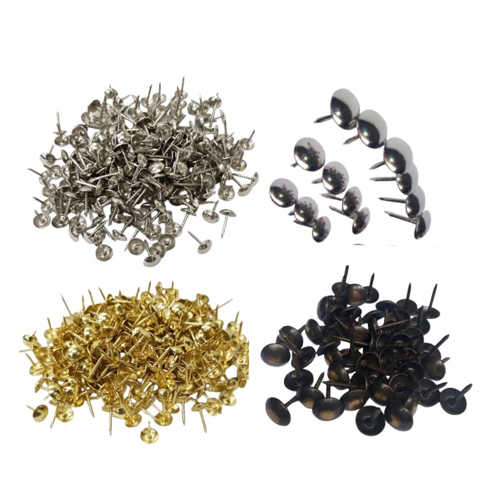 Kit 300 Tachinhas para Tapeçaria Estofamento Prata Fumê e Dourada