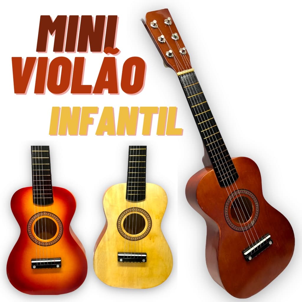 Mini Violao Infantil Semi Profissional Madeira Aprendizagem