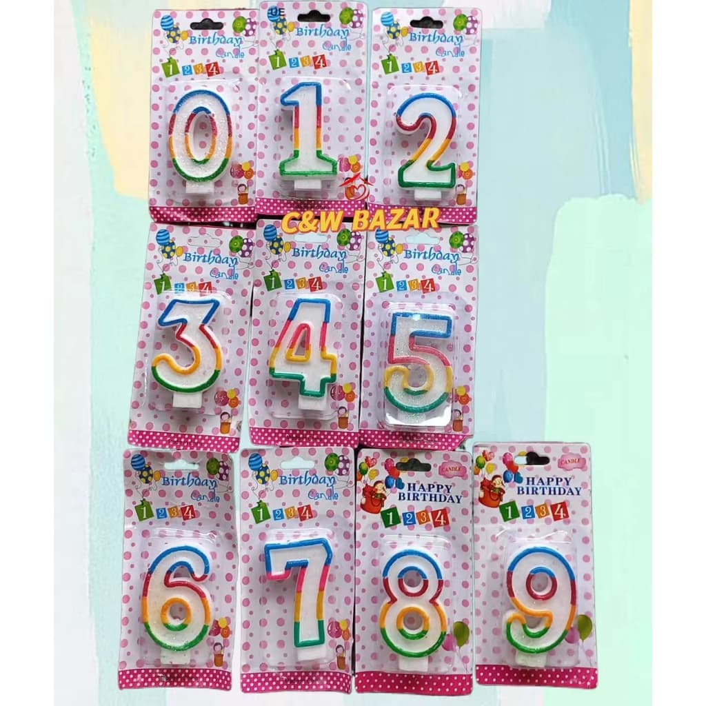 Vela Aniversário colorido Número de 0 ao 9 Para Festa