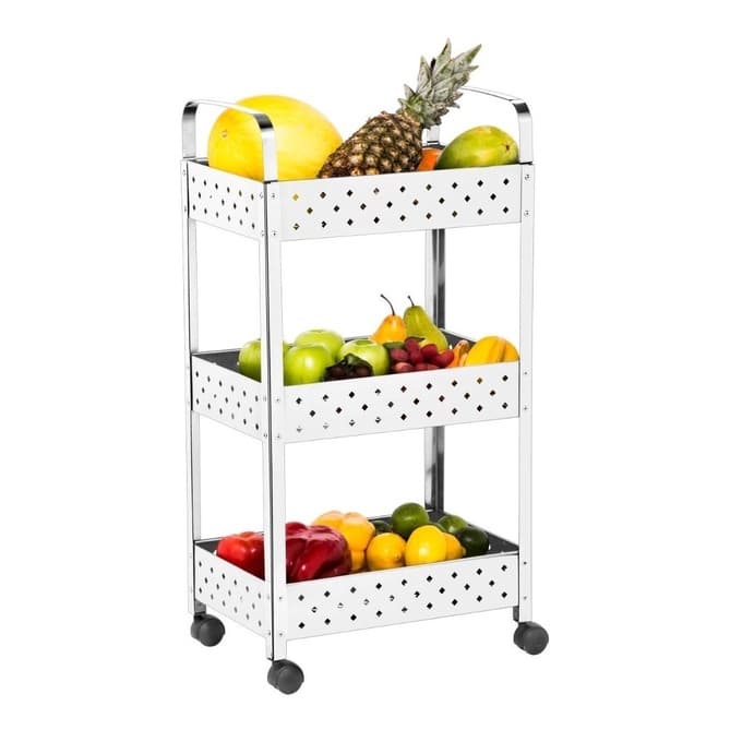 Carrinho Organizador Para Lavanderia Fruteira Inox Rodinhas