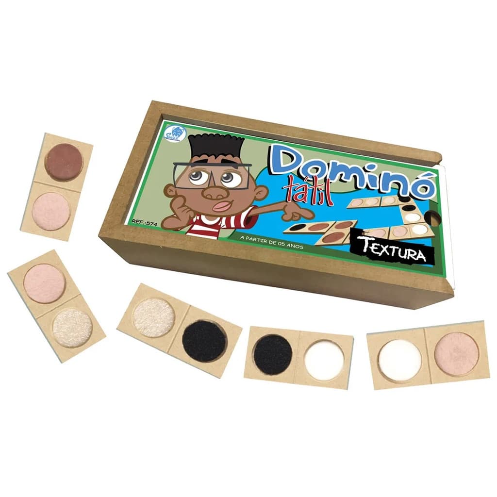 brinquedo Jogo de Dominó Educativo Inclusivo Tátil Textura - Simque