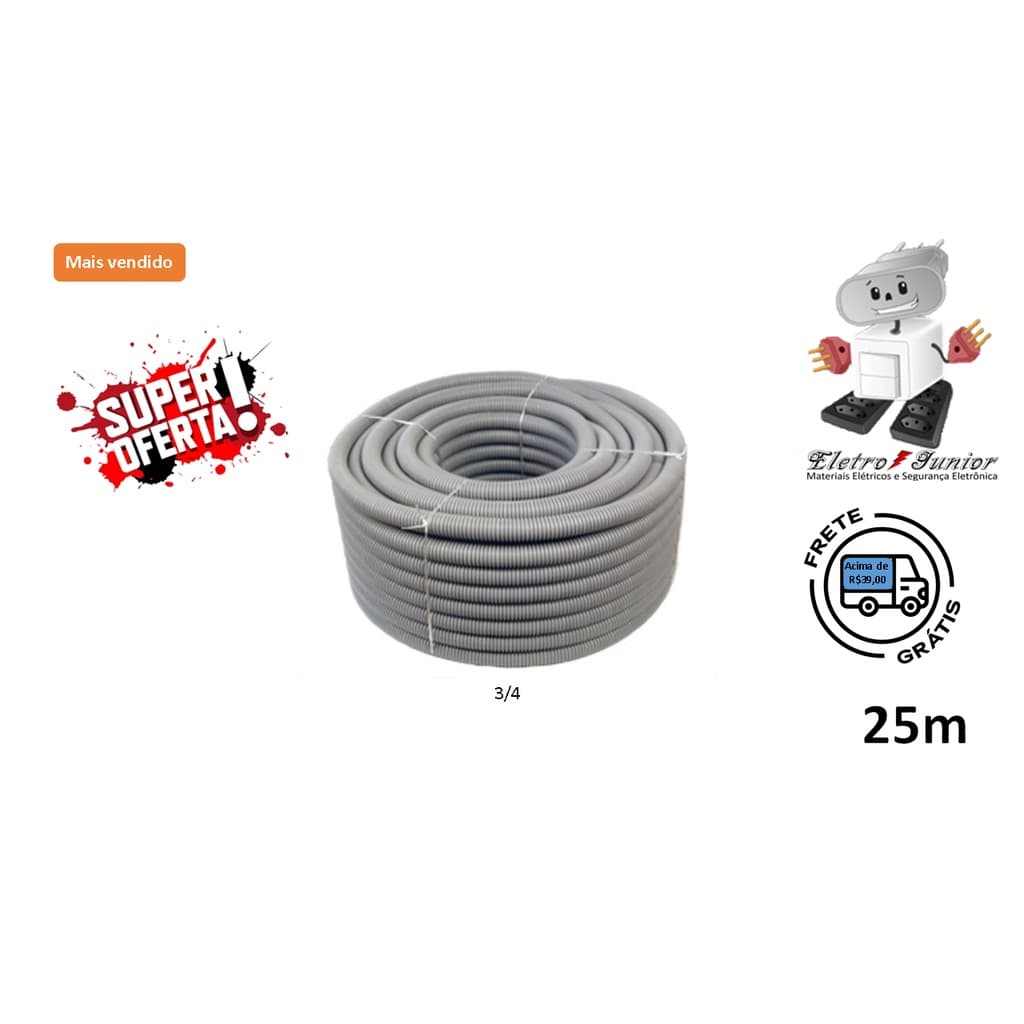 Eletroduto Corrugado 3/4" Antichama 25/50/100m