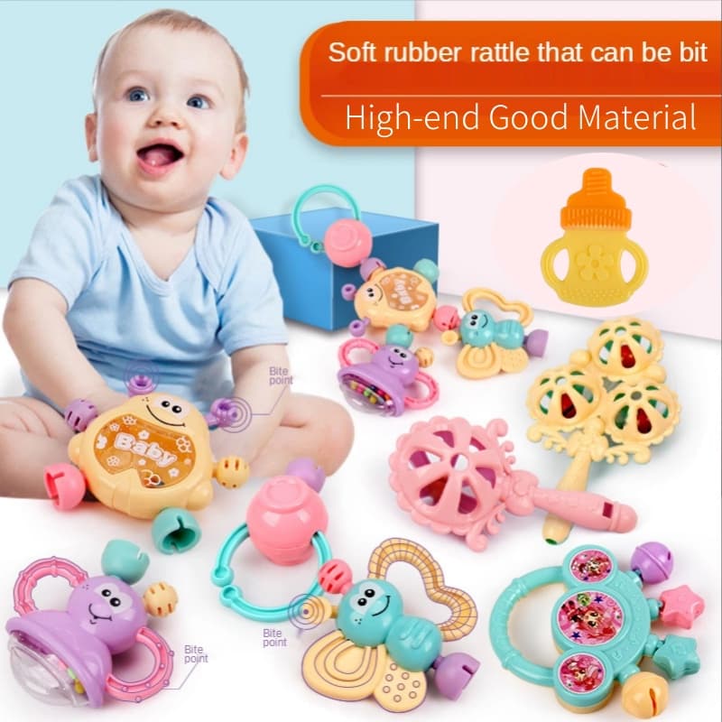 Conjunto de 7 peças baby chocalho cartoon ringtone recém-nascido menino menina mordida cedo brinquedos
