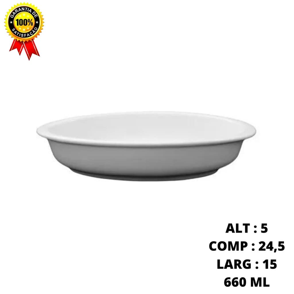 Travessa Lasanha Assadeira Oval Pequena 660 ML Porcelana 2° Linha
