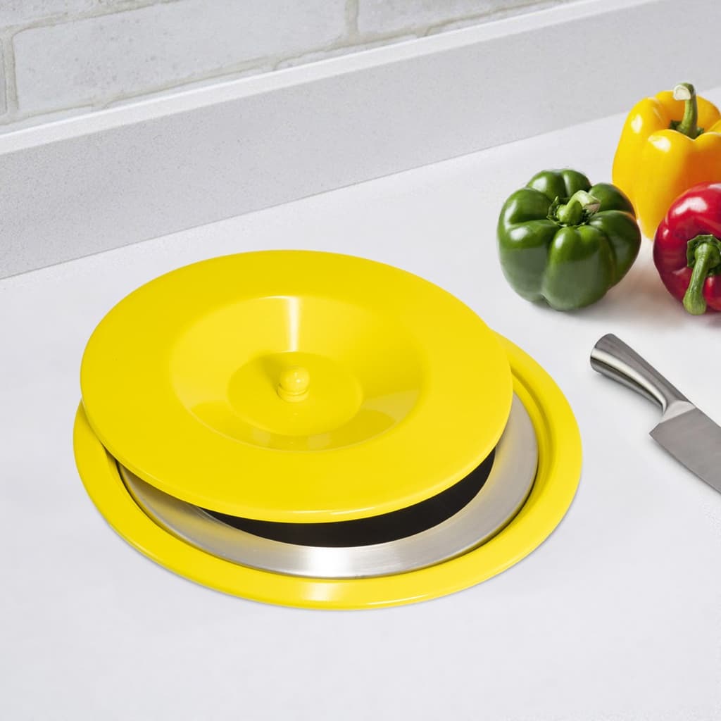Lixeira Embutir Pia Cozinha Granito 5L Aluminio Amarela