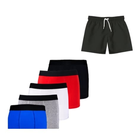 Kit 5 Cuecas Boxer Cotton Algodão + 1 Short Tactel