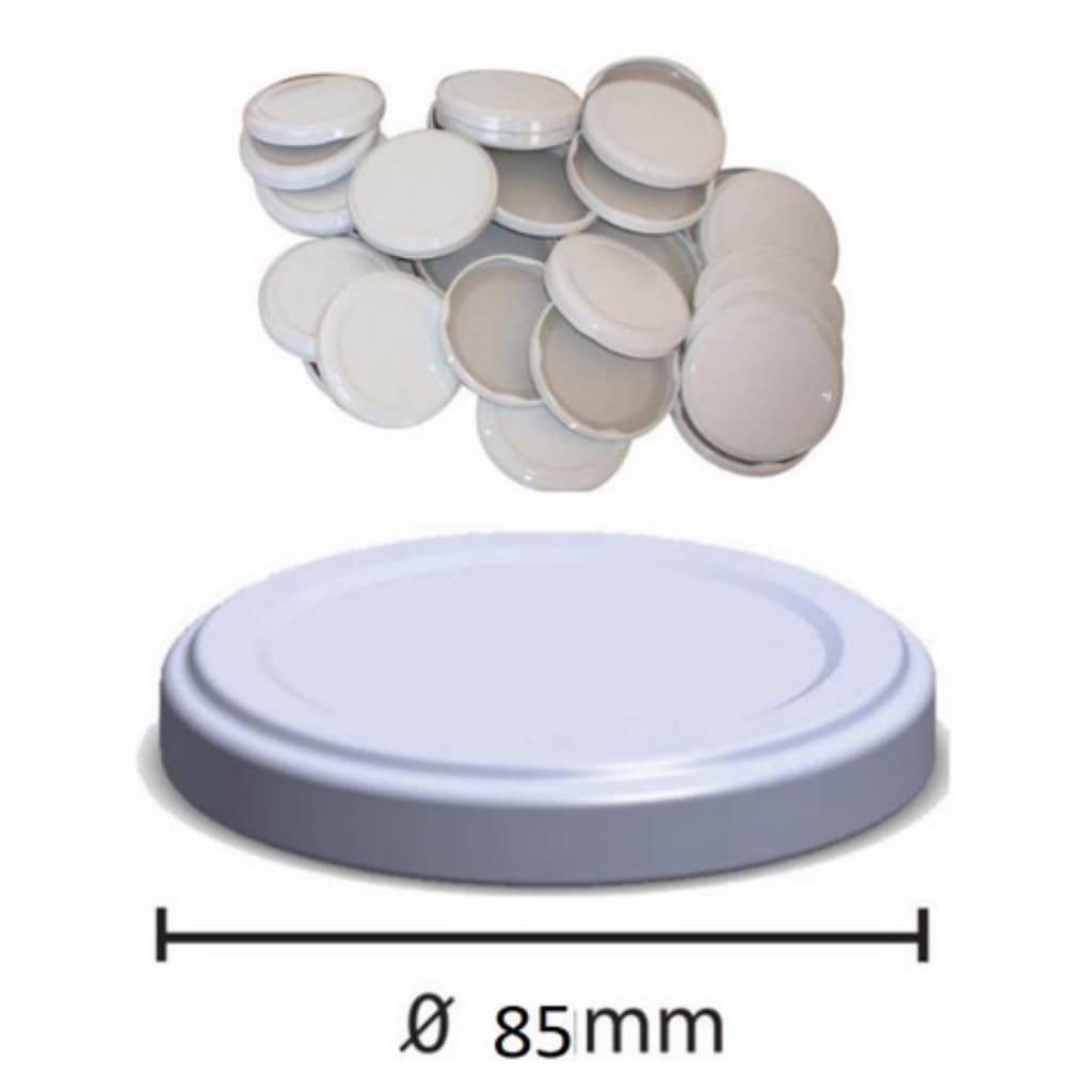 5 Tampa Para Vidro De Conserva Branca - 85mm Palmito e Doces Pote Berlim Taua