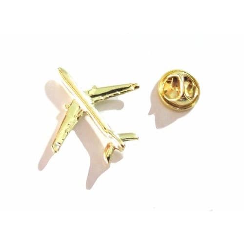 Pin Botton Broche Avião Aeromoça Folheado A Ouro 18k