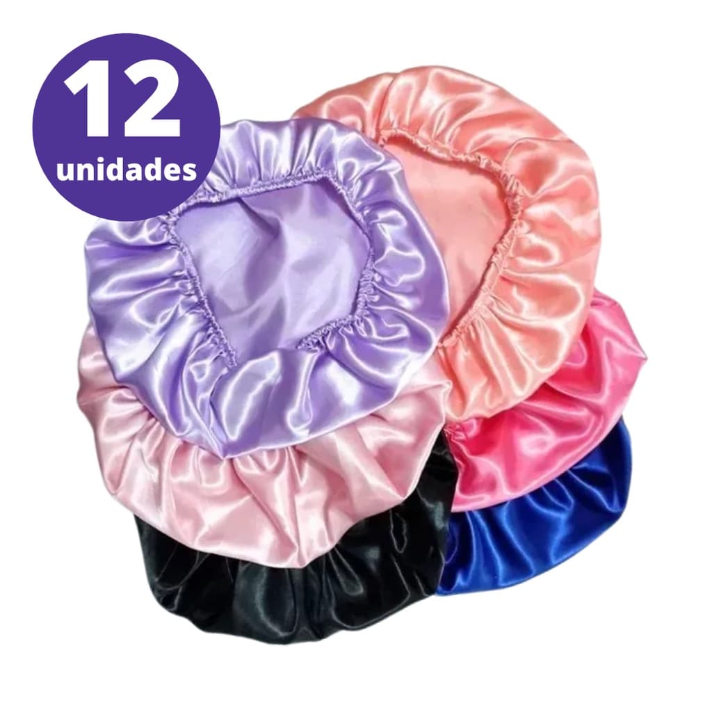 Kit 12 Touca de Cetim Ajustável Toca AntiFrizz Toque de Seda