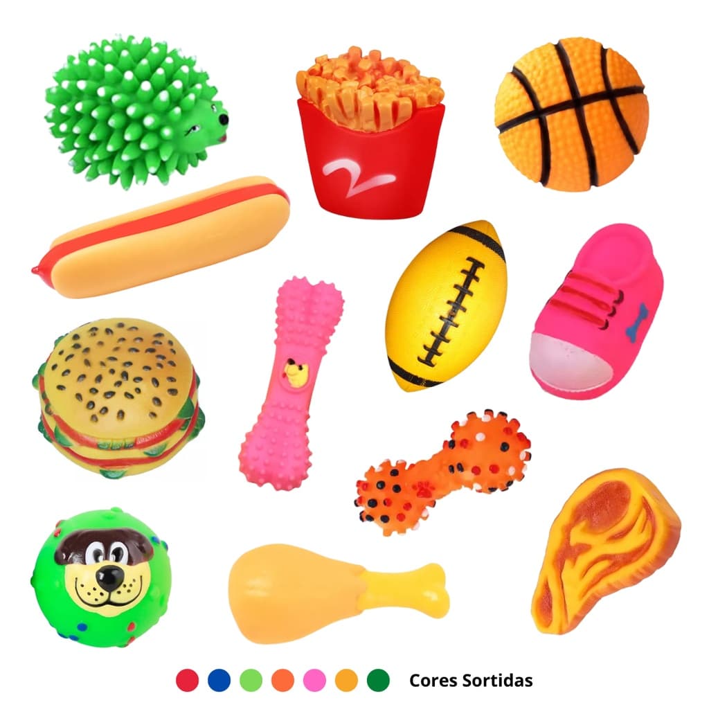 Kit 12 Mordedores Diversos Brinquedo P/ Cachorros Pequenos