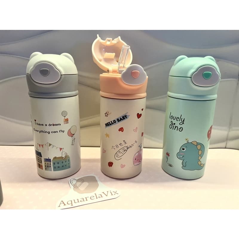 Garrafa Térmica Infantil Kawaii, Squeezer infantil térmica, Copo Térmico Infantil Volta às Aulas