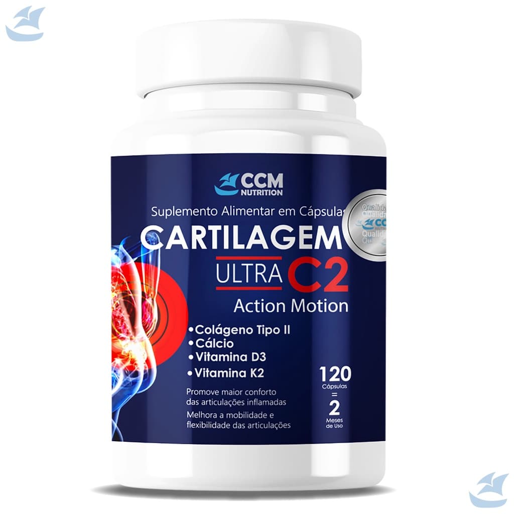 Cartilagem Ultra C2 120cps Colageno Tipo 2 Cálcio Vit. D3 K2 FORTALECIMENTO NUTRIENTES OSSOS DORES