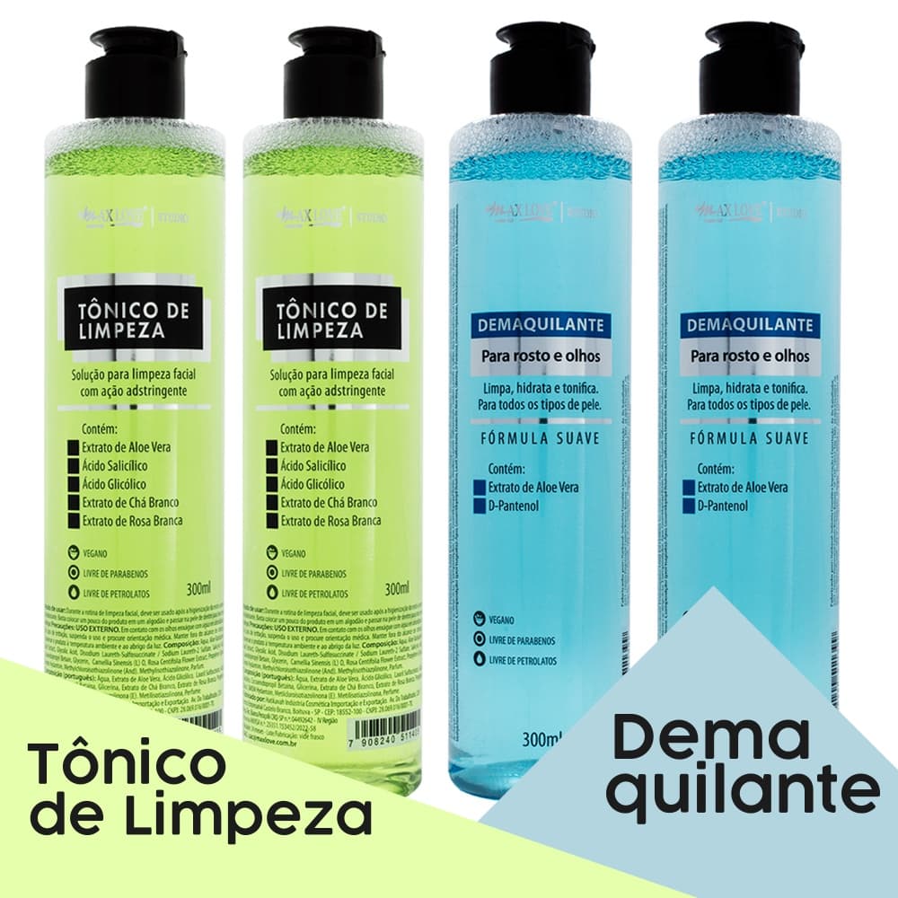 Tônico de Limpeza - Demaquilante para Rosto e Olhos  Max Love