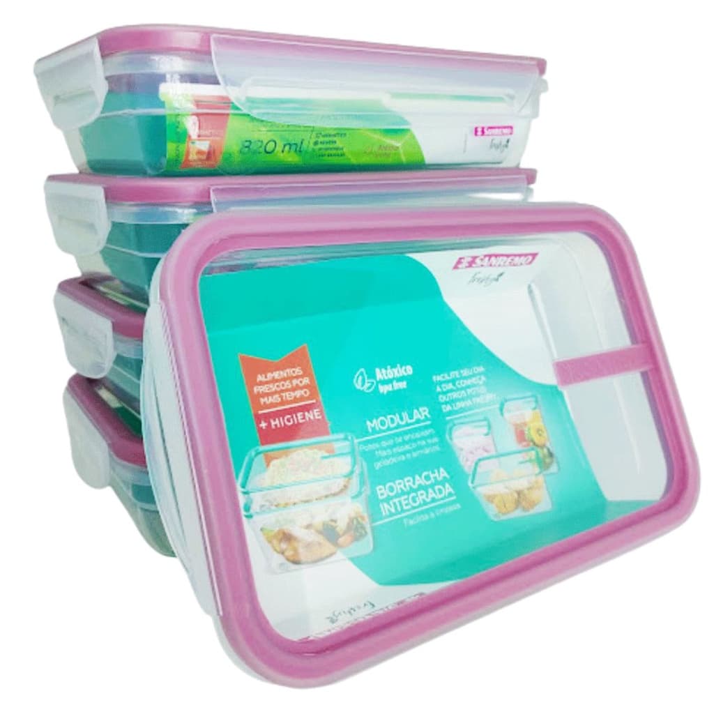 Pote Plástico Com Travas Empilhavel Sanremo 820ml  - Alta Qualidade
