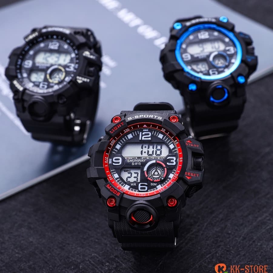 Relogio masculino a prova d água de silicone masculinos luxo digital esportivas cronômetro S-815
