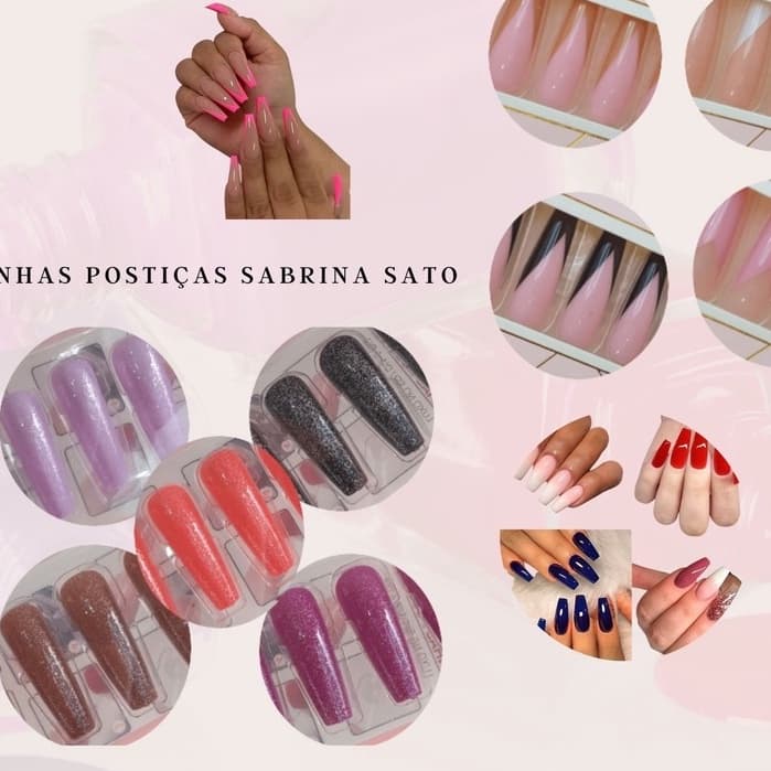 Kit com 12 Peças de Unhas Prontas  Postiças Sabrina Sato Estampas Variadas Autocolante