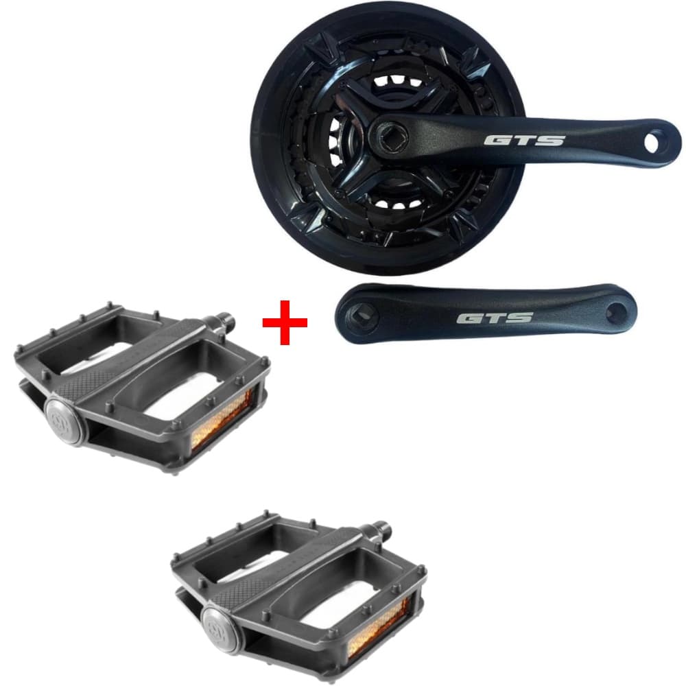 Combo Pe de vela Engrenagem Tripla Reduzido Gts + Pedal Plataforma Bicicleta Bike Aro 24 26 29