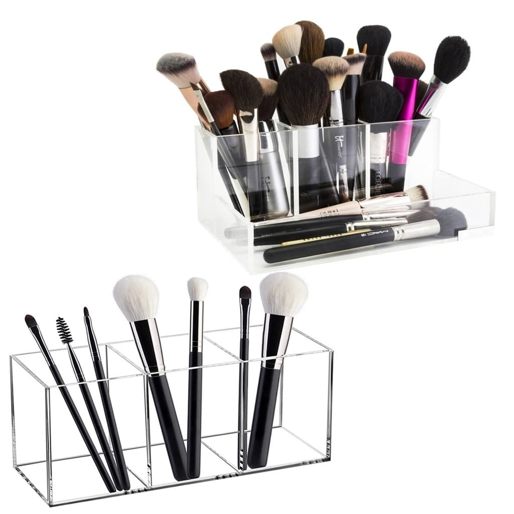 Kit Organizador Porta Pincel lápis Rímel Batom Blush Base Maquiagem em Acrílico Transparente Organizador Cosméticos