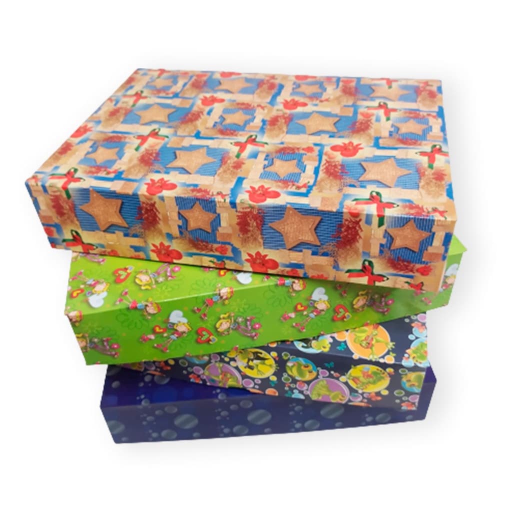 Caixa Papel de Presente Estampas 39x29x8cm Elegante Infantil Natal -  3 Und