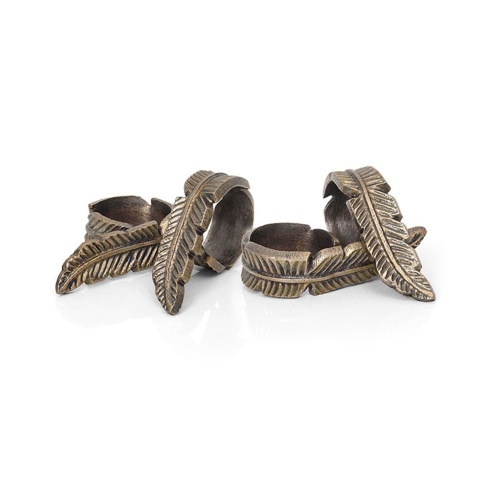Argola de Guardanapo Complement 4 Pcs Folha Vintage