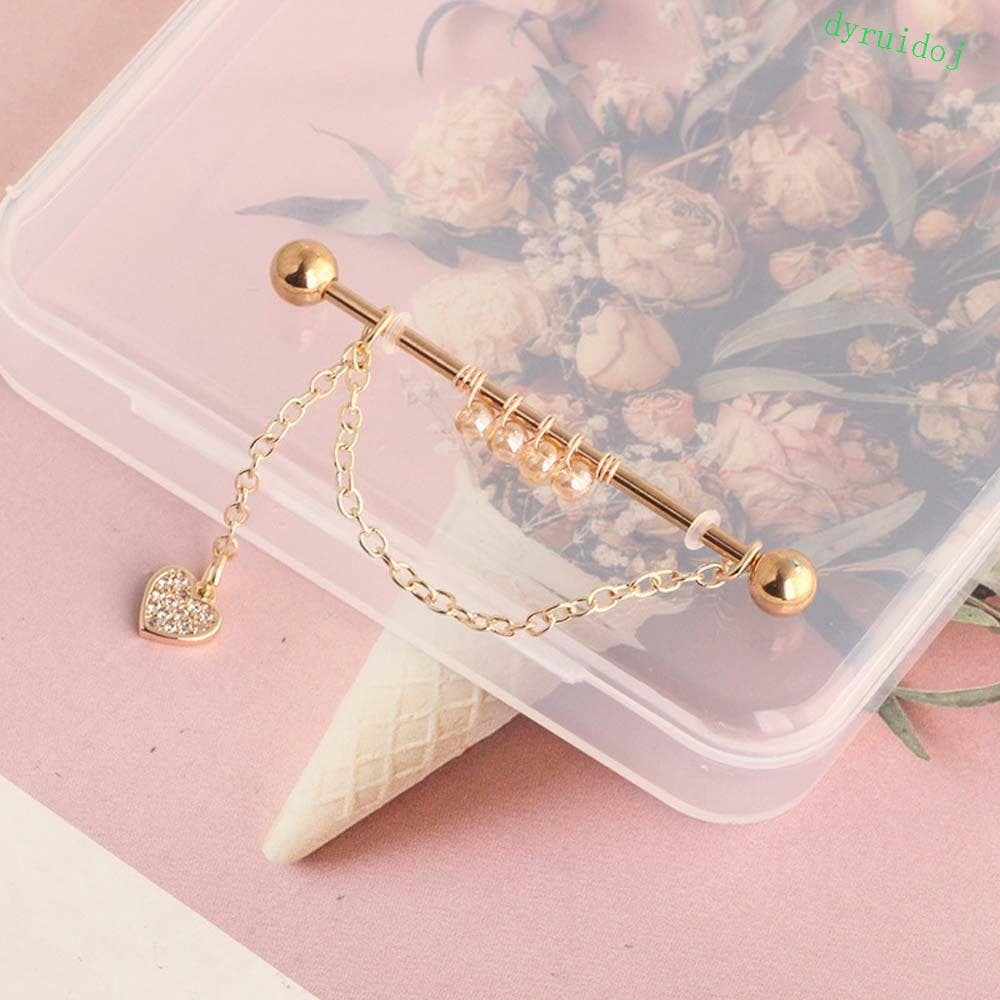 DYRUIDOJ1 Orelha Osso Parafuso Prisioneiro Estilo Punk Meninas Borboleta Cristal Barbell Brincos Vintage Lua Industrial