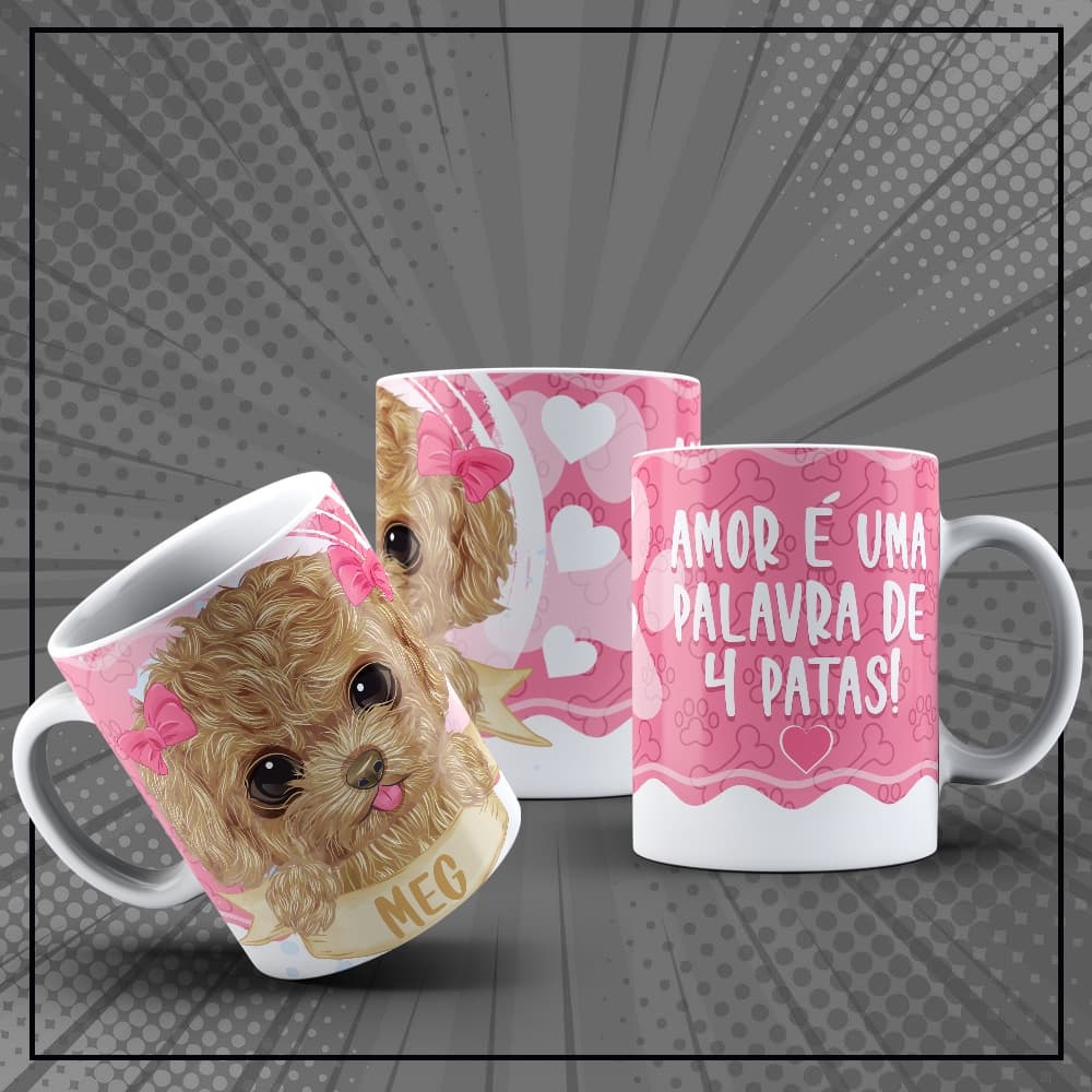 Caneca Pets Cachorros Fofinhos - Caneca Cerâmica Branca Personalizada