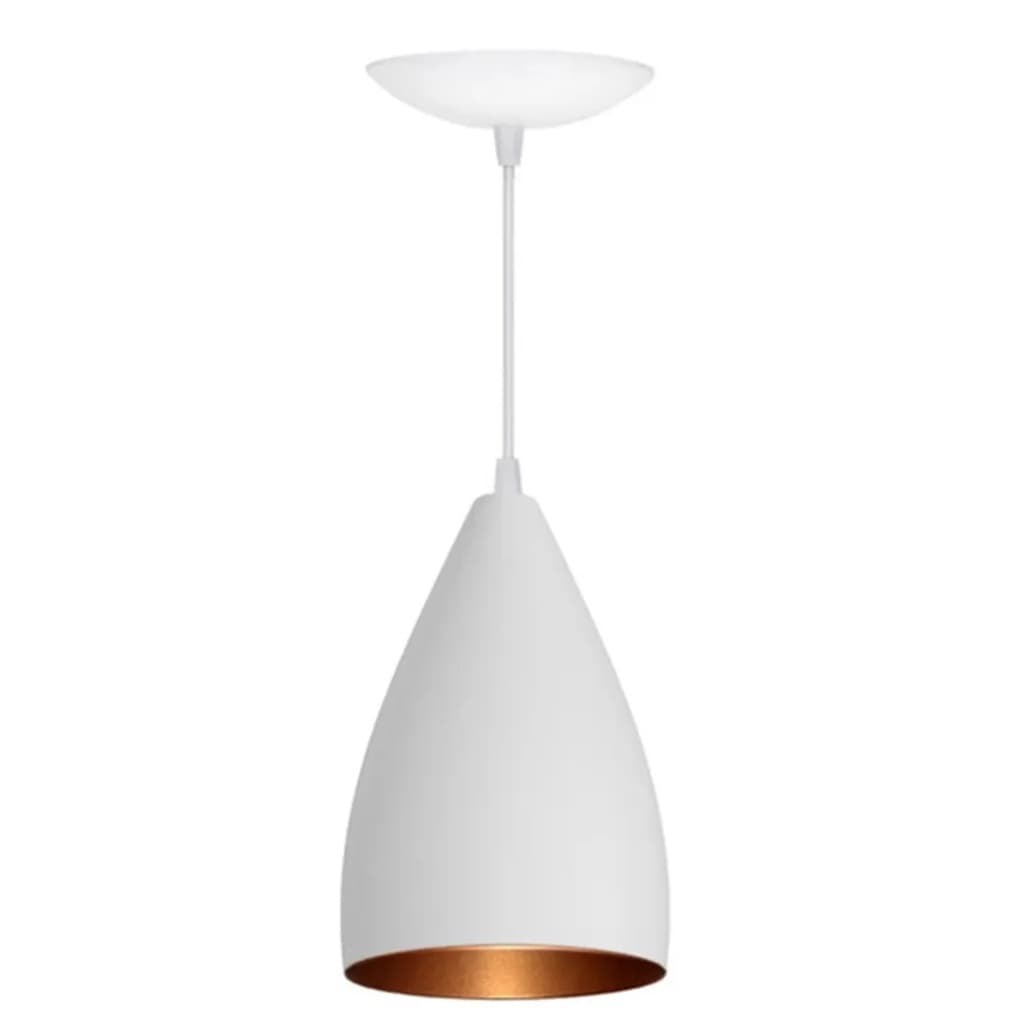 1 Luminária VEGAS Branco e Cobre Pendente Em Alumínio Decorativo Para Casa