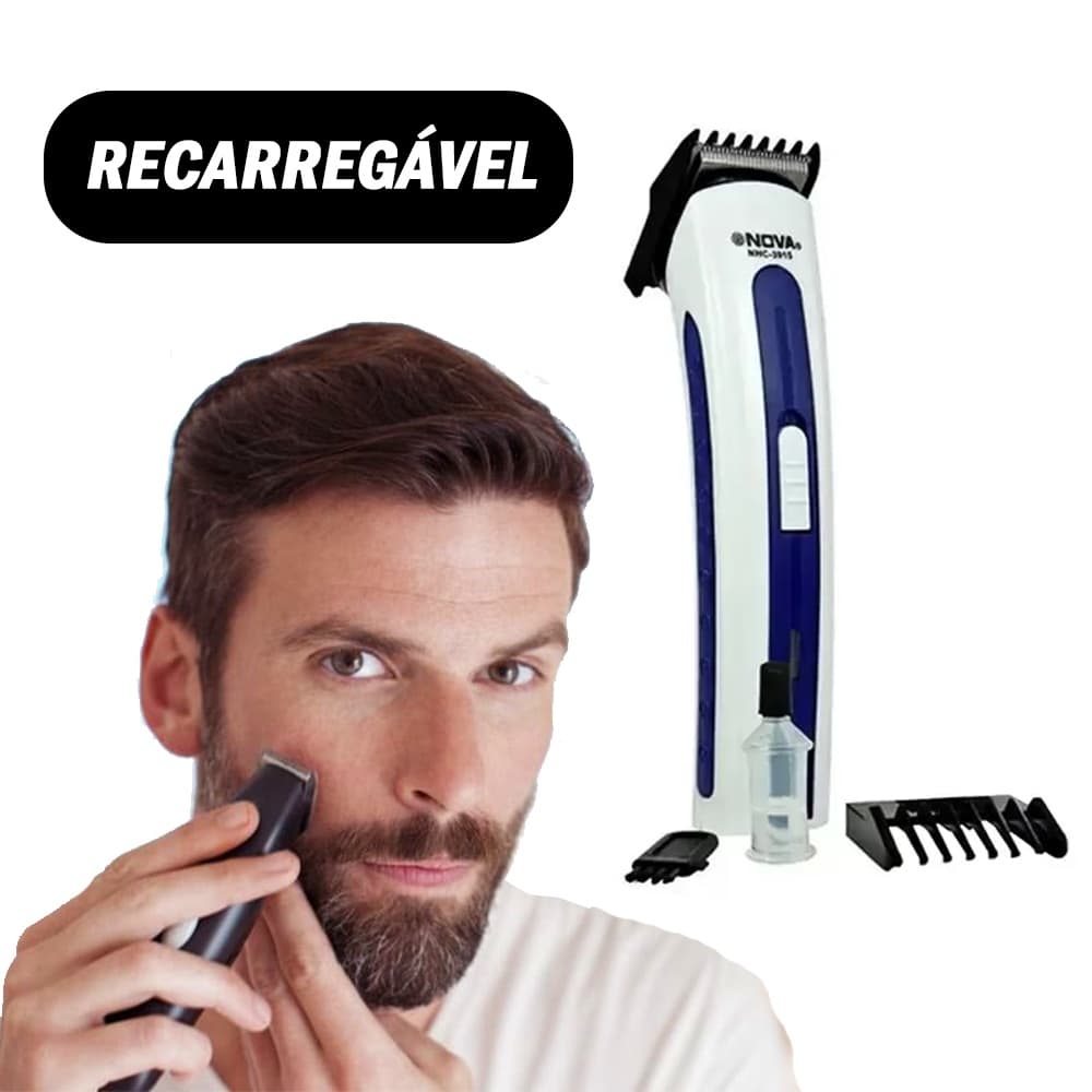 Máquina de Cortar Cabelo Kit Aparador de Barba Aparador com Tesoura e Pente