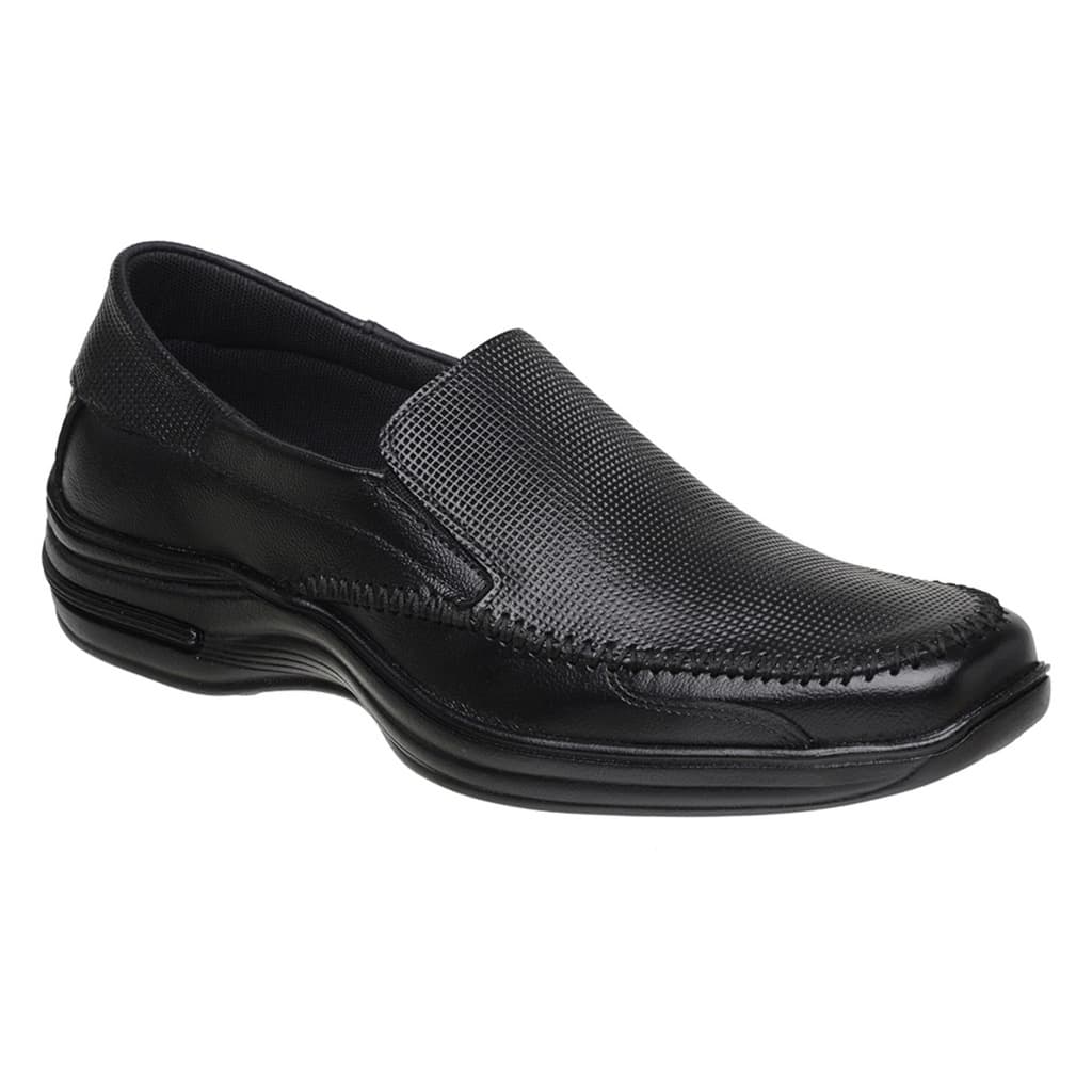 Sapato Masculino Social Sapatilha Mocassim Preto Couro Ortopédica Antistress Conforto Qualidade