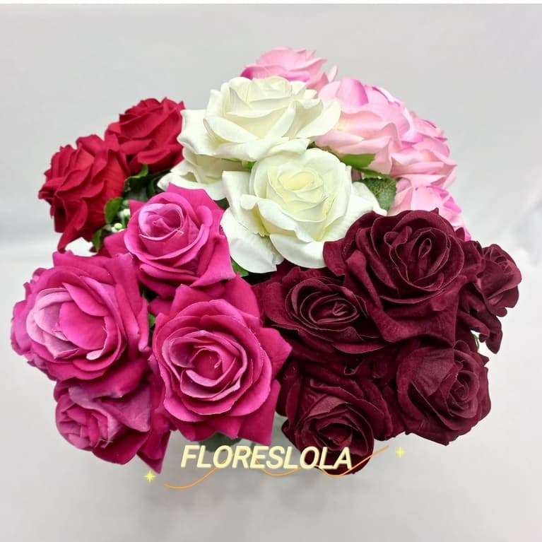 Buquê de veludo rosa flor artificial P/ Decoração Casamento, Arranjos, Decorar Festas e casa