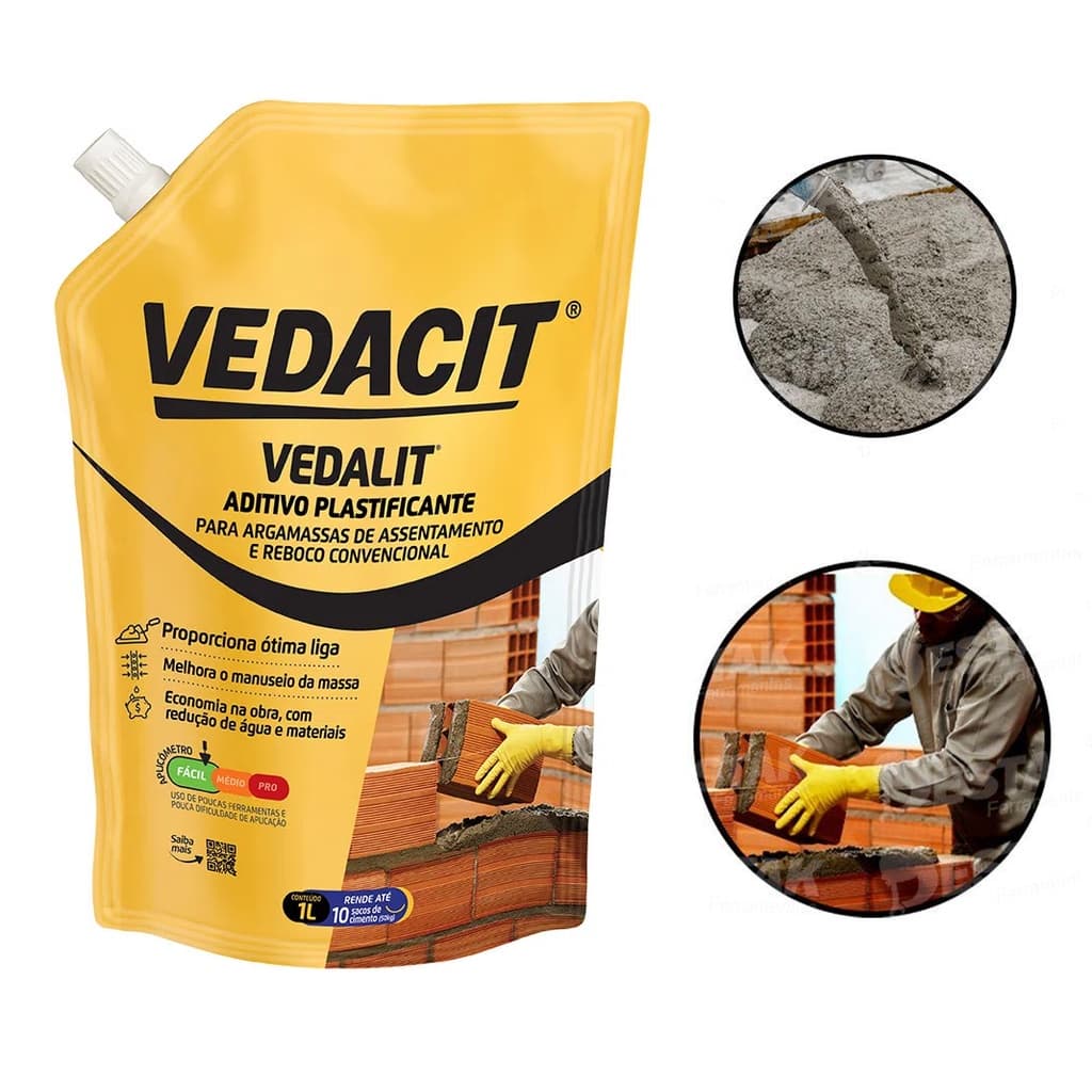 Aditivo Plastificante Vedalit Concreto Argamassa 1 Litro Vedacit