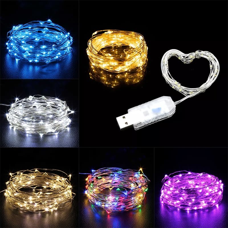 20M 200 LED USB Fada De Fio De Cobre Luzes De Natal Decoração De Casamento