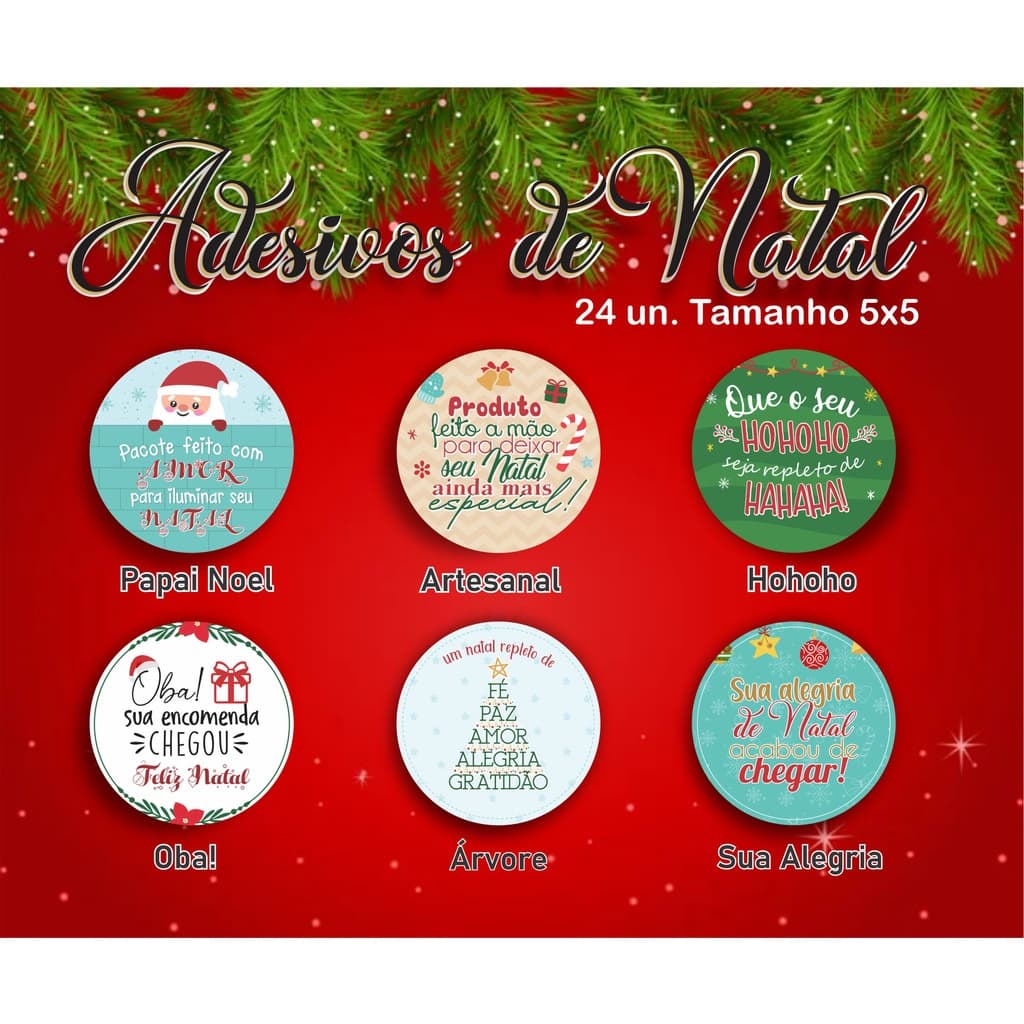 Adesivos de Natal - 5cm kit com 24unidades