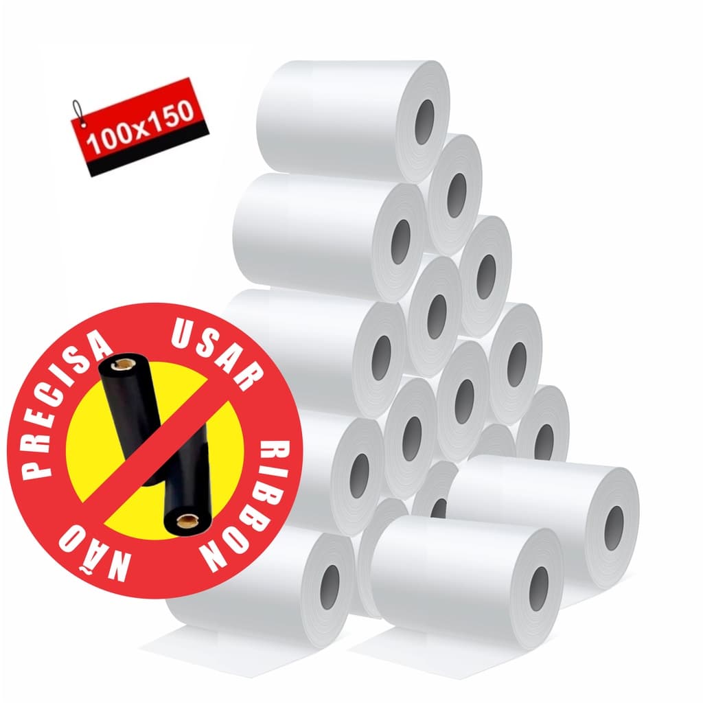 5 Rolos Etiqueta 10x15 100x150 Térmica Adesiva Serrilha Não Usa Ribbon Para E-Commerce (200 etq/rolo)