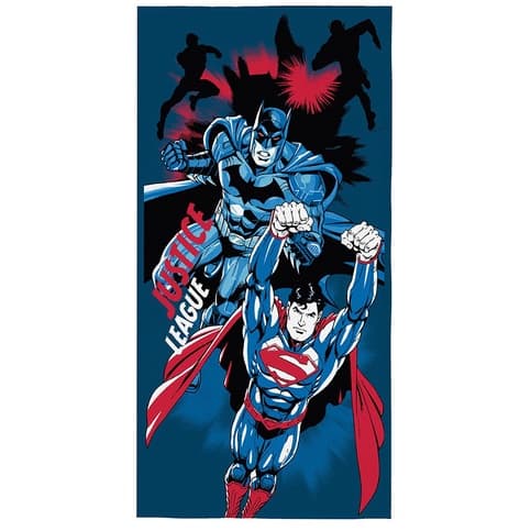 Toalha Aveludada Liga Da Justiça Batman E Super Homem, flexa e mulher maravilha