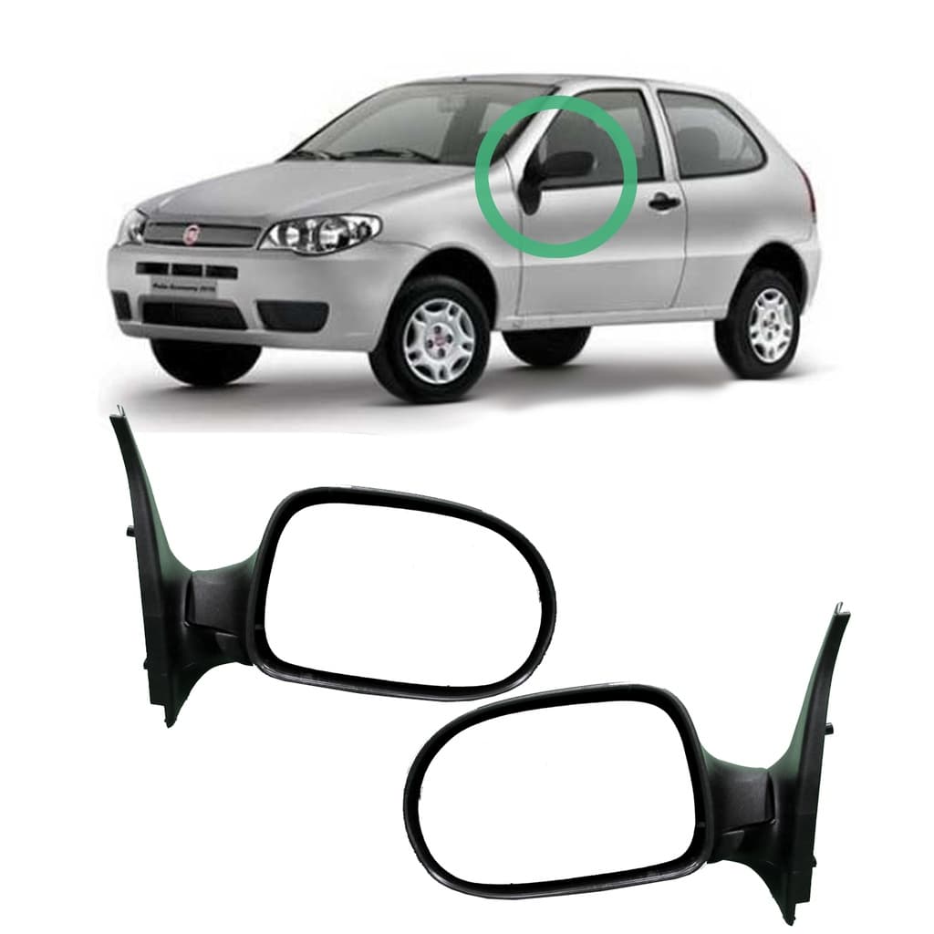 Par Retrovisor Palio Fire Economy Strada Fire 11 12 13 14 1516 "2 Portas" Sem Controle Manual