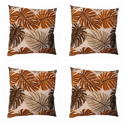 Kit 4 Capas Almofadas 45 X 45 Cm 4 Estampadas Costela De Adão Mostarda Com Zíper