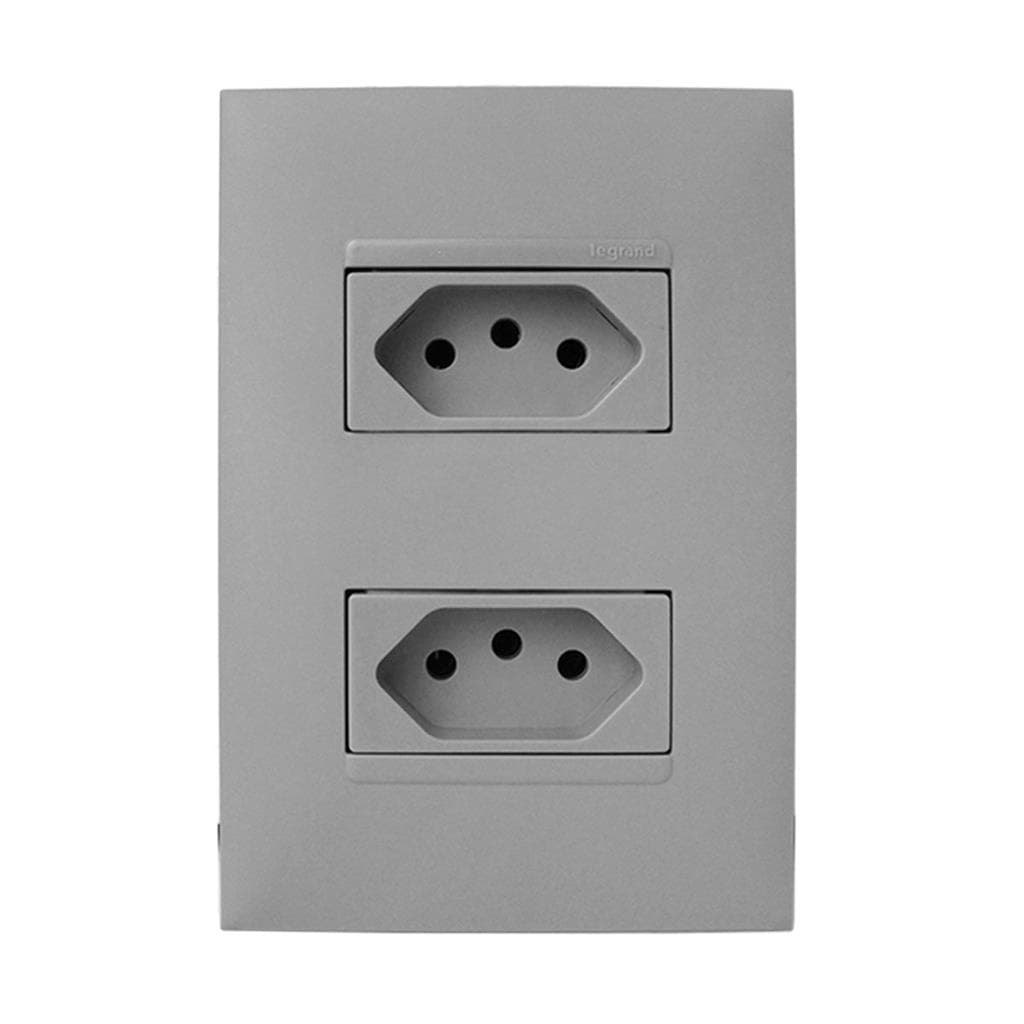 CJ TOMADA DUPLA 10A 4X2 - PIAL PLUS + CINZA
