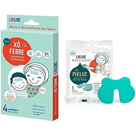 Kit Vacina com Pikluc Alívio da Injeção + Xô Febre Compressa Likluc Infantil Conforto Térmico Premiu