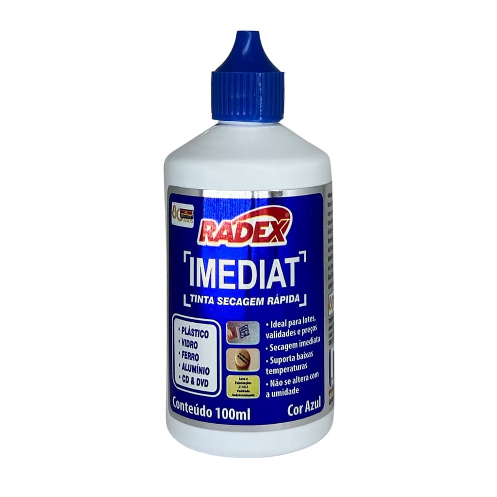 Tinta Para Carimbo Secagem Rápida Para Plástico 100Ml Azul