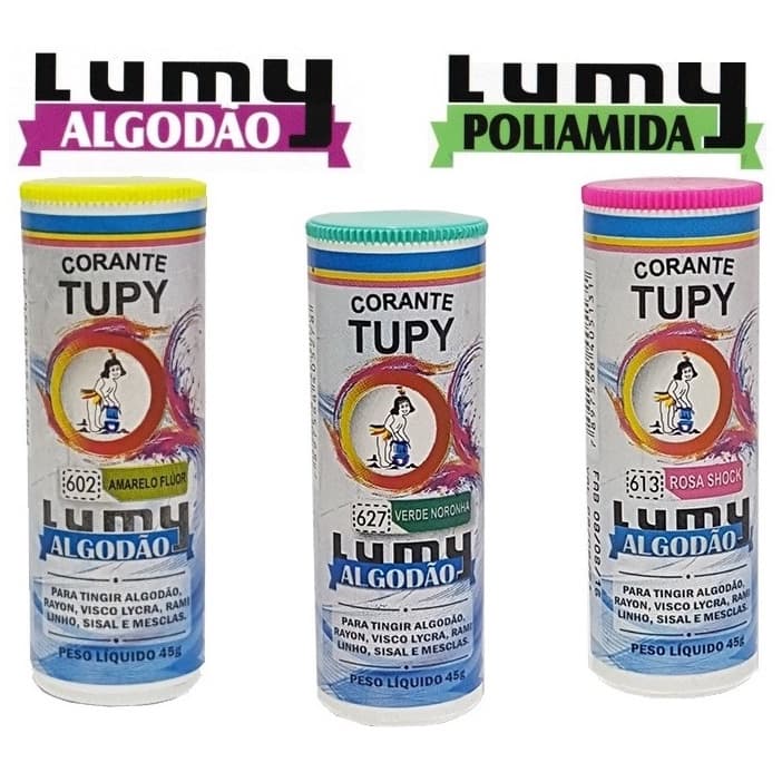 Corante Tupy Lumy Algodão e Poliamida, Cores Fluorescentes